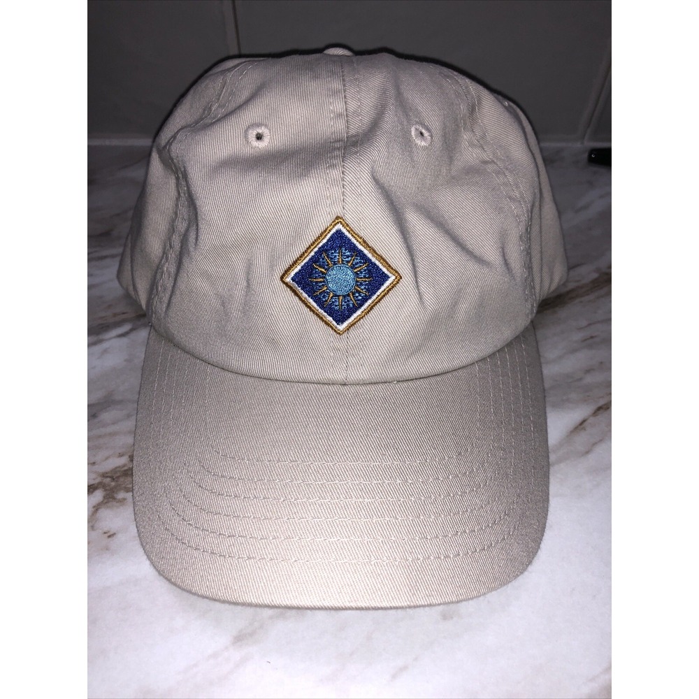 BLUE MOON‎ Adjustable Baseball Hat Cap Beige Tan Khaki Blue Rare